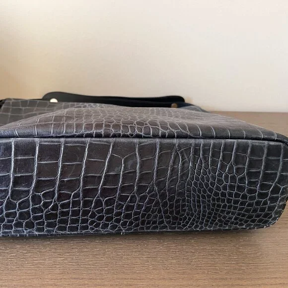 Longchamp Gray Croc-Embossed Shoulder Bag - Picture 4 of 16
